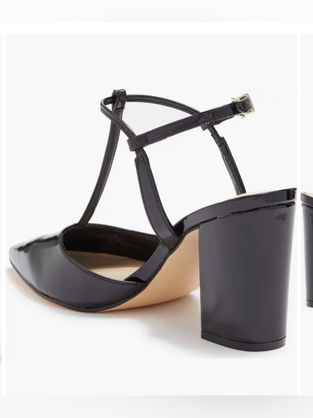 Nine West Black Patent Pointed T-Strap Pumps - Picture 3 of 10